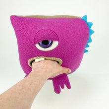 Load image into Gallery viewer, Lloyd the pink cyclops handmade plush monster