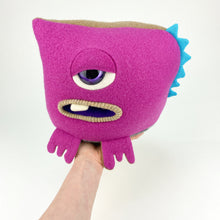Load image into Gallery viewer, Lloyd the pink cyclops handmade plush monster