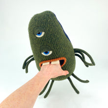 Load image into Gallery viewer, Stewart the two-eyed handmade plush monster
