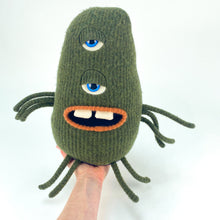 Load image into Gallery viewer, Stewart the two-eyed handmade plush monster