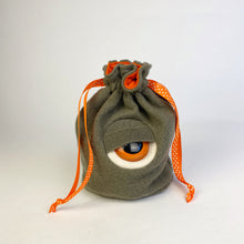 Load image into Gallery viewer, khaki grey monster cyclops drawstring dice bag