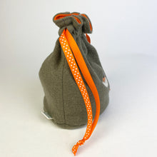 Load image into Gallery viewer, khaki grey monster cyclops drawstring dice bag