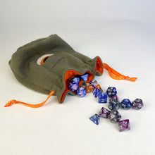 Load image into Gallery viewer, khaki grey monster cyclops drawstring dice bag