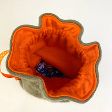 Load image into Gallery viewer, khaki grey monster cyclops drawstring dice bag