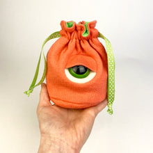 Load image into Gallery viewer, orange my friend monster™ drawstring cyclops DnD dice bag
