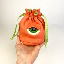 Load image into Gallery viewer, orange my friend monster™ drawstring cyclops DnD dice bag