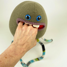 Load image into Gallery viewer, Cameron the plush friendly handmade monster stuffy