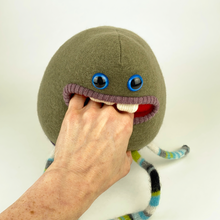Load image into Gallery viewer, Cameron the plush friendly handmade monster stuffy
