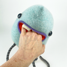 Load image into Gallery viewer, Damien the fuzzy plush handmade monster stuffy