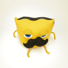Load image into Gallery viewer, Sir Snuffles the yellow handmade stuffed moustache monster plush