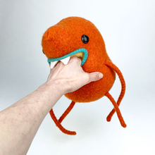 Load image into Gallery viewer, Stu the orange plush my friend monster™ wool sweater stuffy