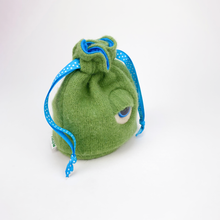 Load image into Gallery viewer, Green monster cyclops drawstring dice bag for role playing games