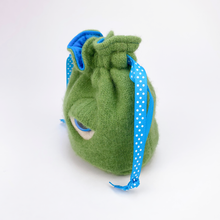 Load image into Gallery viewer, Green monster cyclops drawstring dice bag for role playing games