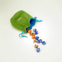 Load image into Gallery viewer, Green monster cyclops drawstring dice bag for role playing games