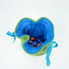 Load image into Gallery viewer, Green monster cyclops drawstring dice bag for role playing games
