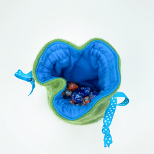 Load image into Gallery viewer, Green monster cyclops drawstring dice bag for role playing games