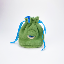 Load image into Gallery viewer, Green monster cyclops drawstring dice bag for role playing games