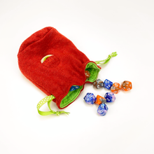 Load image into Gallery viewer, Red monster cyclops drawstring dice bag for role playing games