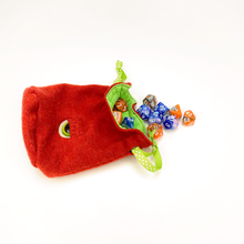 Load image into Gallery viewer, Red monster cyclops drawstring dice bag for role playing games
