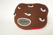 Load image into Gallery viewer, brown stuffed monster plush with six eyes