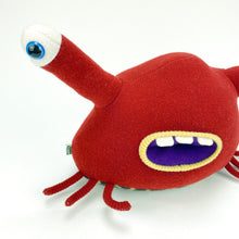 Load image into Gallery viewer, Bonk! the red handmade tentacle eyed monster by my friend monster™
