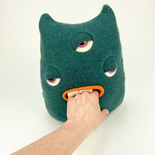 Load image into Gallery viewer, Allan the three-eyed handmade plush monster
