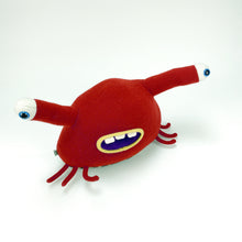 Load image into Gallery viewer, Bonk! the red handmade tentacle eyed monster by my friend monster™
