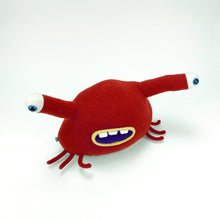 Load image into Gallery viewer, Bonk! the red handmade tentacle eyed monster by my friend monster™

