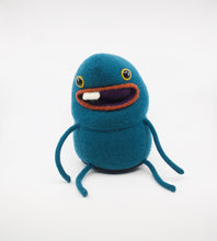 Load image into Gallery viewer, friendly teal coloured monster with pocket mouth
