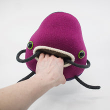 Load image into Gallery viewer, Flump the friendly plush upcycled sweater monster
