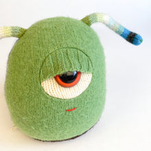 Load image into Gallery viewer, Chuck the green cyclops monster with antennae
