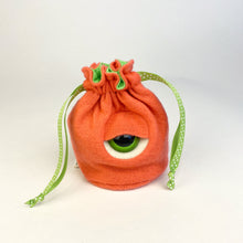 Load image into Gallery viewer, orange my friend monster™ drawstring cyclops DnD dice bag
