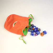 Load image into Gallery viewer, orange my friend monster™ drawstring cyclops DnD dice bag
