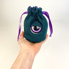 Load image into Gallery viewer, green my friend monster™ drawstring cyclops DnD dice bag
