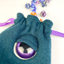 Load image into Gallery viewer, green my friend monster™ drawstring cyclops DnD dice bag
