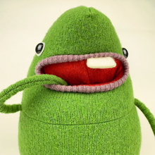 Load image into Gallery viewer, cute green monster doll plush toy with pocket mouth
