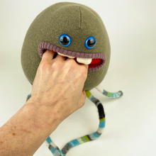 Load image into Gallery viewer, Cameron the plush friendly handmade monster stuffy
