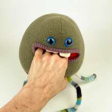 Load image into Gallery viewer, Cameron the plush friendly handmade monster stuffy
