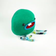 Load image into Gallery viewer, Warble the green plush friendly monster
