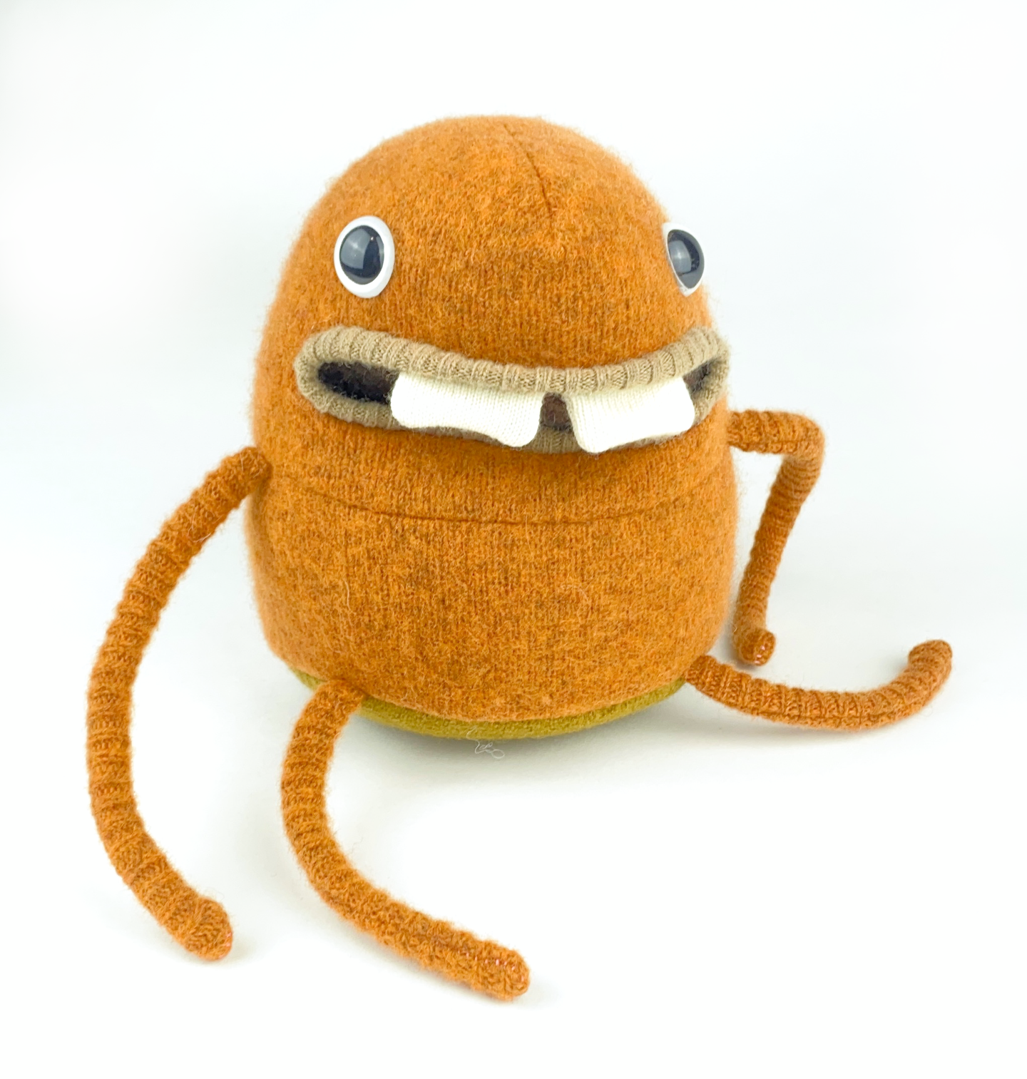 Rocky the handmade upcycled sweater monster plush toy