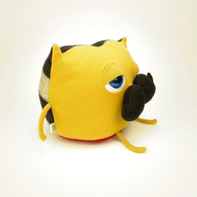 Load image into Gallery viewer, Sir Snuffles the yellow handmade stuffed moustache monster plush
