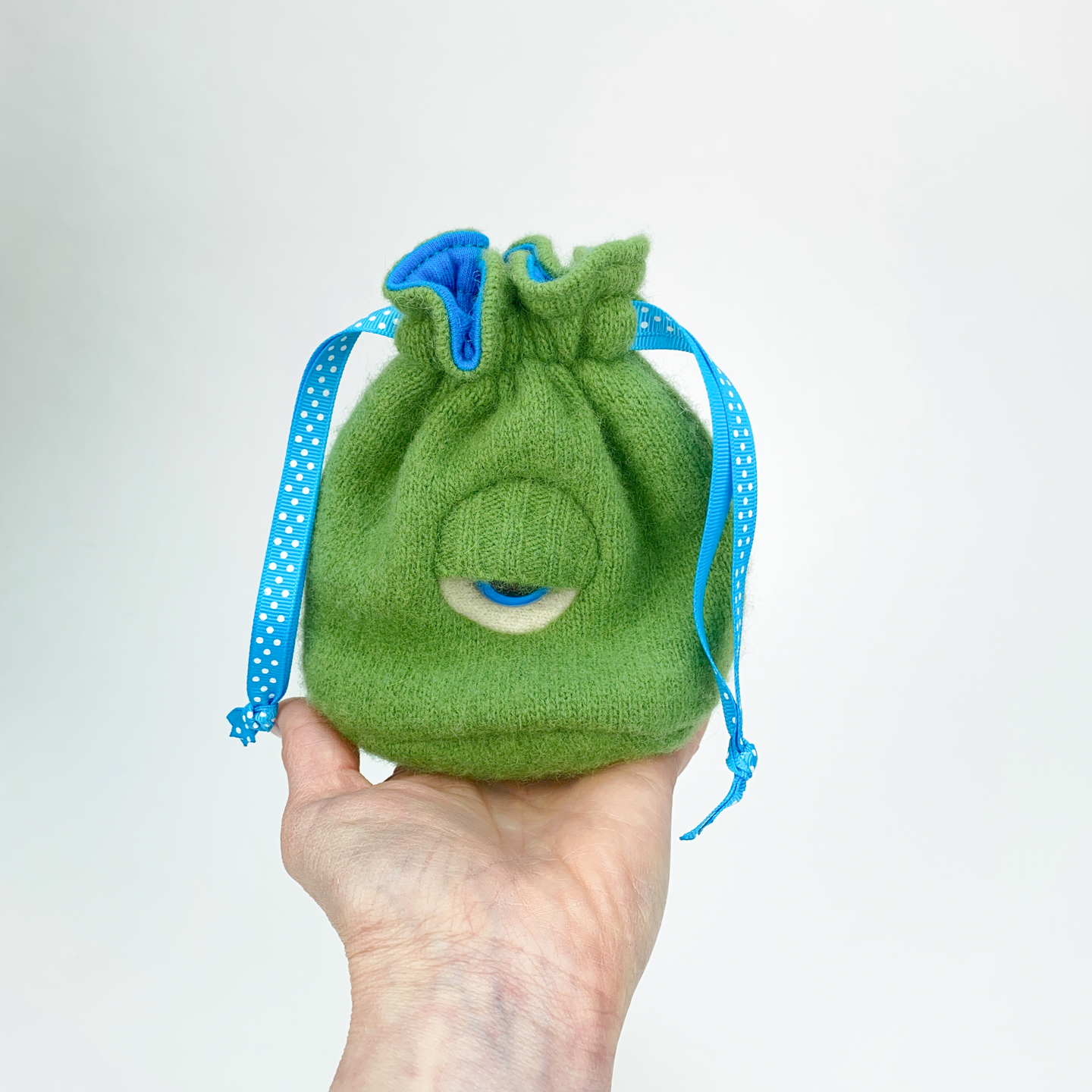 Green monster cyclops drawstring dice bag for role playing games