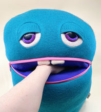 Load image into Gallery viewer, Sherman the zipper mouth pyjama bag monster
