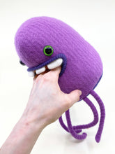 Load image into Gallery viewer, Allan the purple plush friendly monster
