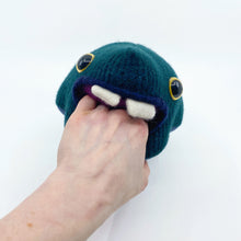 Load image into Gallery viewer, Brock the friendly monster plushie with two teeth
