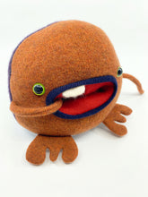 Load image into Gallery viewer, Gobbles the plush upcycled wool sweater creature
