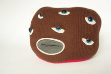 Load image into Gallery viewer, brown stuffed monster plush with six eyes
